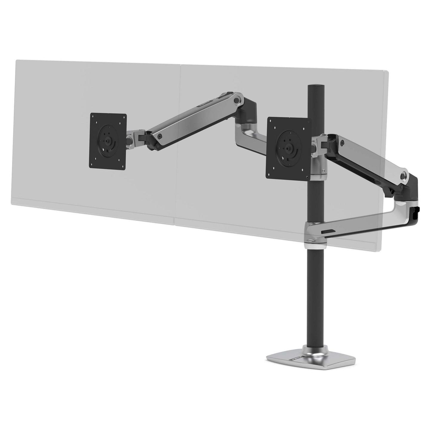 Mbajtëse për Monitor Ergotron LX Dual Stacking Arm, 2 Monitorë, deri 40", 10kg - Argjend, Zezë