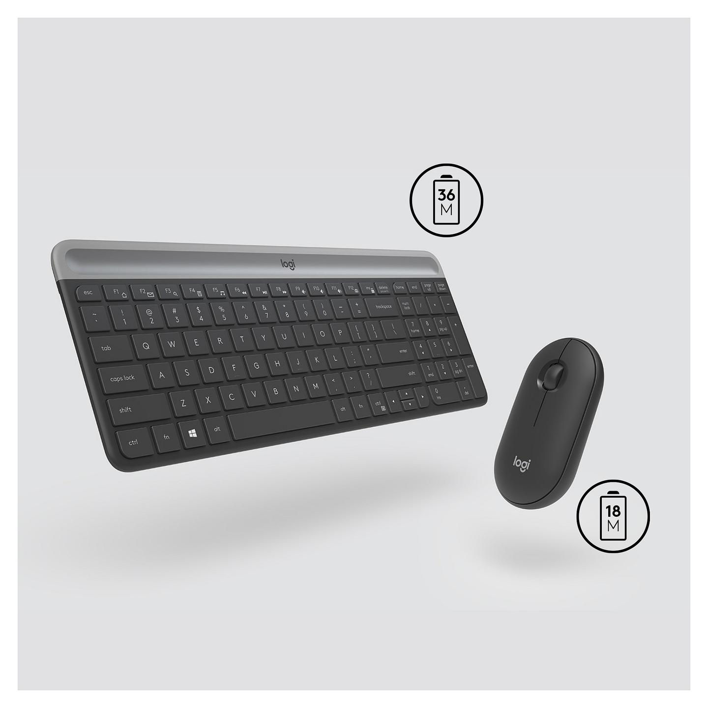Combo (Tastierë & Maus) Logitech Slim Wireless MK470, Wireless, 2.4 GHz, QWERTZ – Grafit - 5