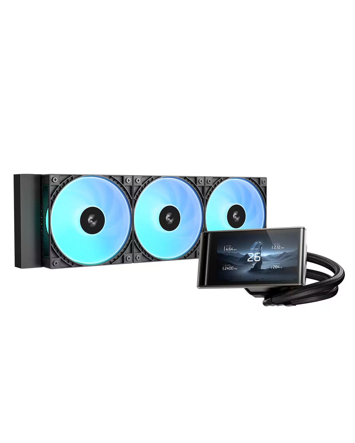 Ftohës për Procesor DeepCool LT360 VISION ARGB / LGA 1851, LGA 1700, AM5, AM4 / 360mm / 3x120mm ARGB / 4.5" LCD - Zezë