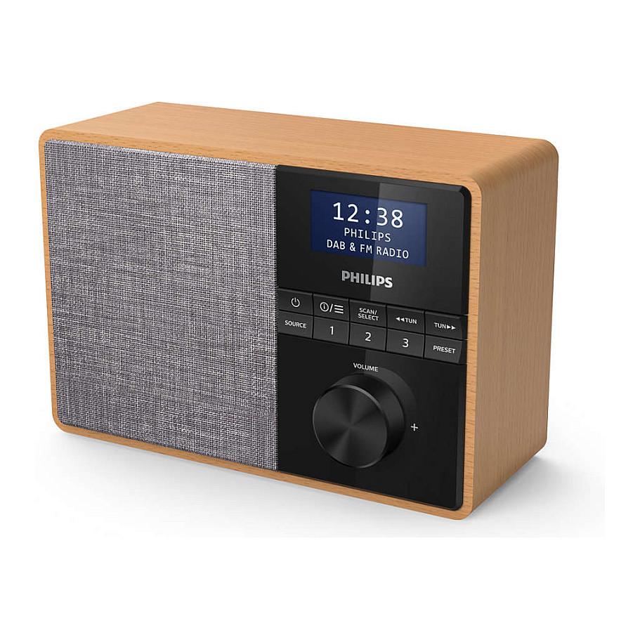 Radio portative Philips TAR5505/10, DAB, DAB+, FM, Tuner digjital, 5 W RMS, Ekran LCD me ndriçim të bardhë, Bluetooth - zezë, gri, dru - 2