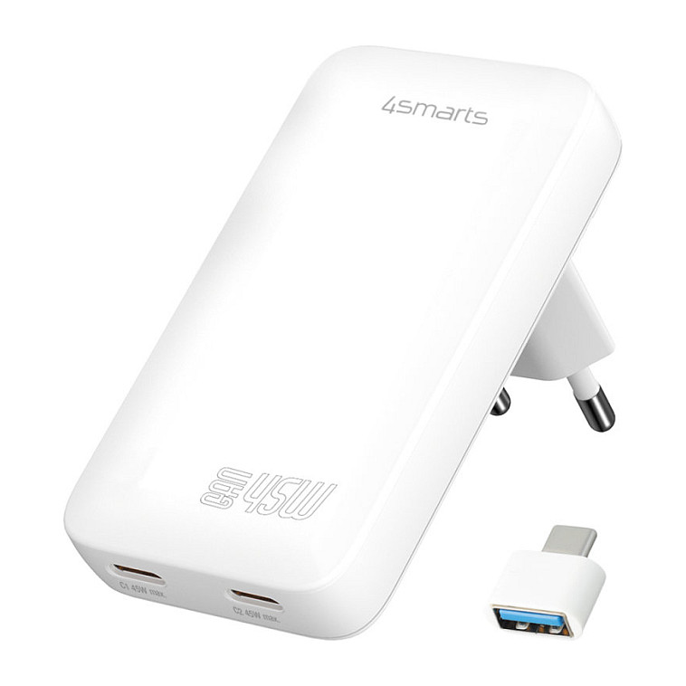 Karikues 4smarts 542045 / GaN / 45W / 2x USB-C / PD 3.0 / PPS - Bardhë - 1