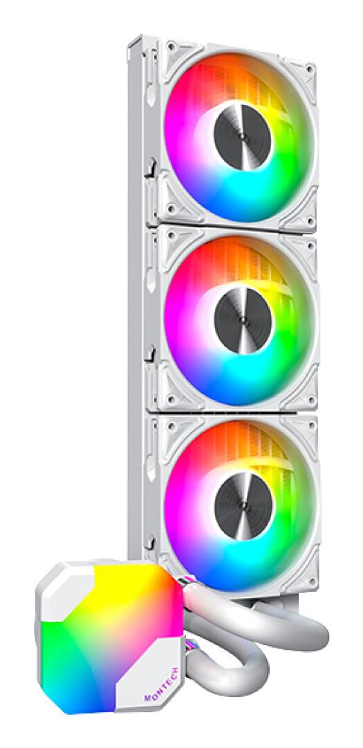 Ftohës me ujë për procesor Montech HyperFlow ARGB 360 / 360mm / 3x 120mm ARGB Fan / 600-2200 RPM – Bardhë