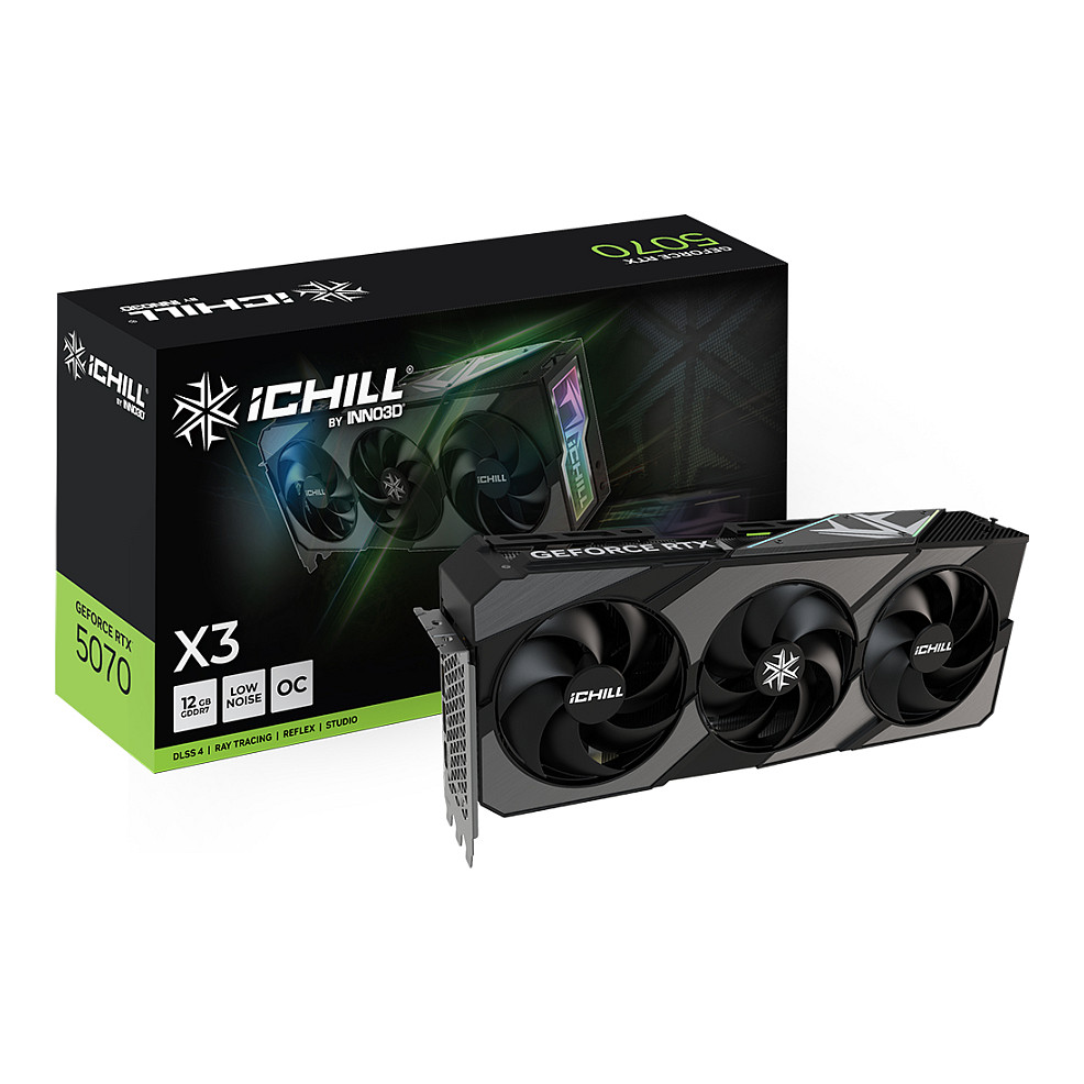 Kartelë Grafike NVIDIA GeForce RTX 5070 / 12GB GDDR7 / 192-bit / INNO3D iChill X3 / 3 Fan / RGB