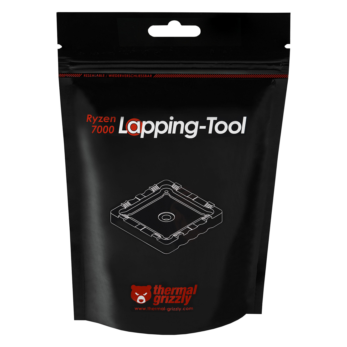 Aksesor për Ftohës Thermal Grizzly Ryzen 7000 Lapping Tool / Për AMD AM5 / 3× Zmerile / Lapping Tool – Transparent - 6