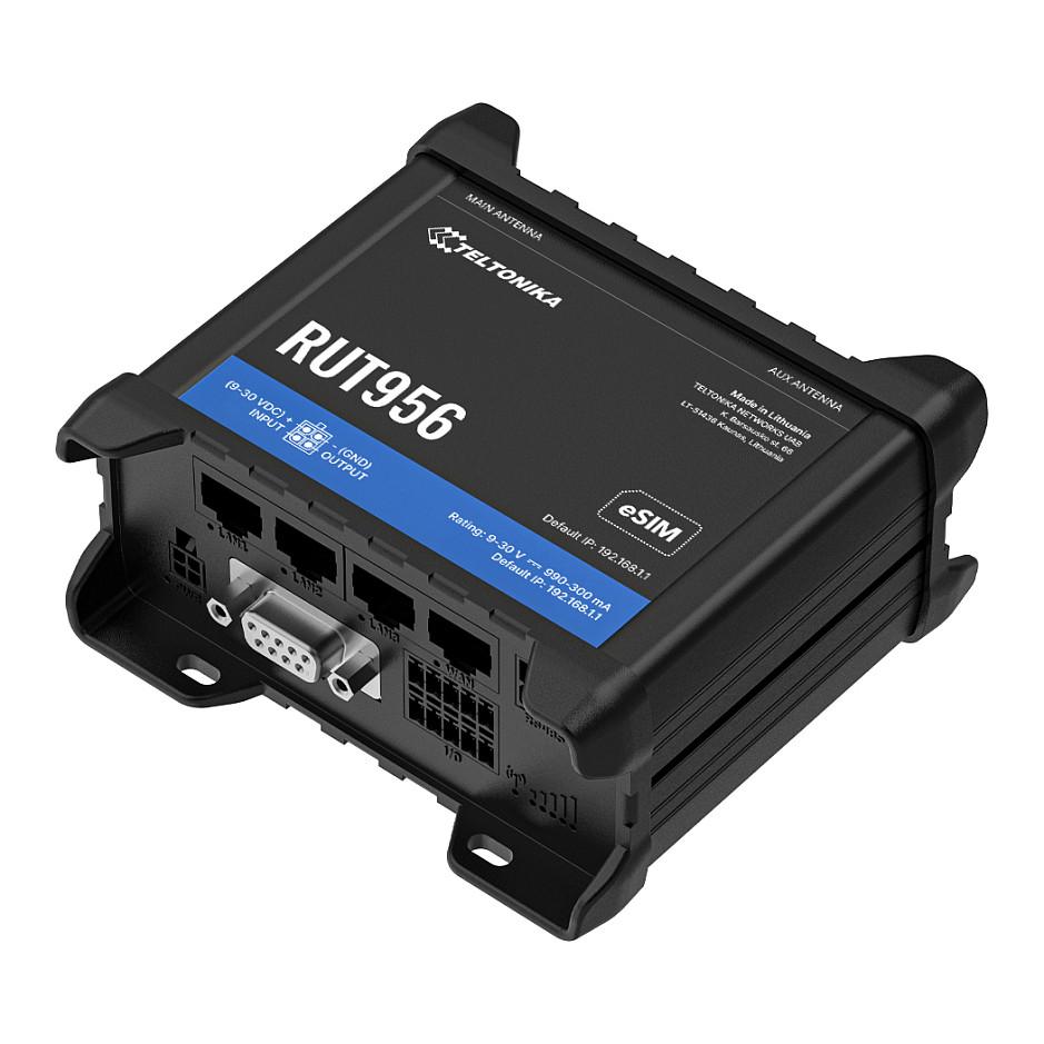 Ruter Industrial Teltonika RUT956, 4G LTE Cat 4, Wi-Fi 4, Dual SIM + eSIM, 1× WAN + 3× LAN 10/100Mbps, GNSS, RS232 + RS485 - Zezë - 3