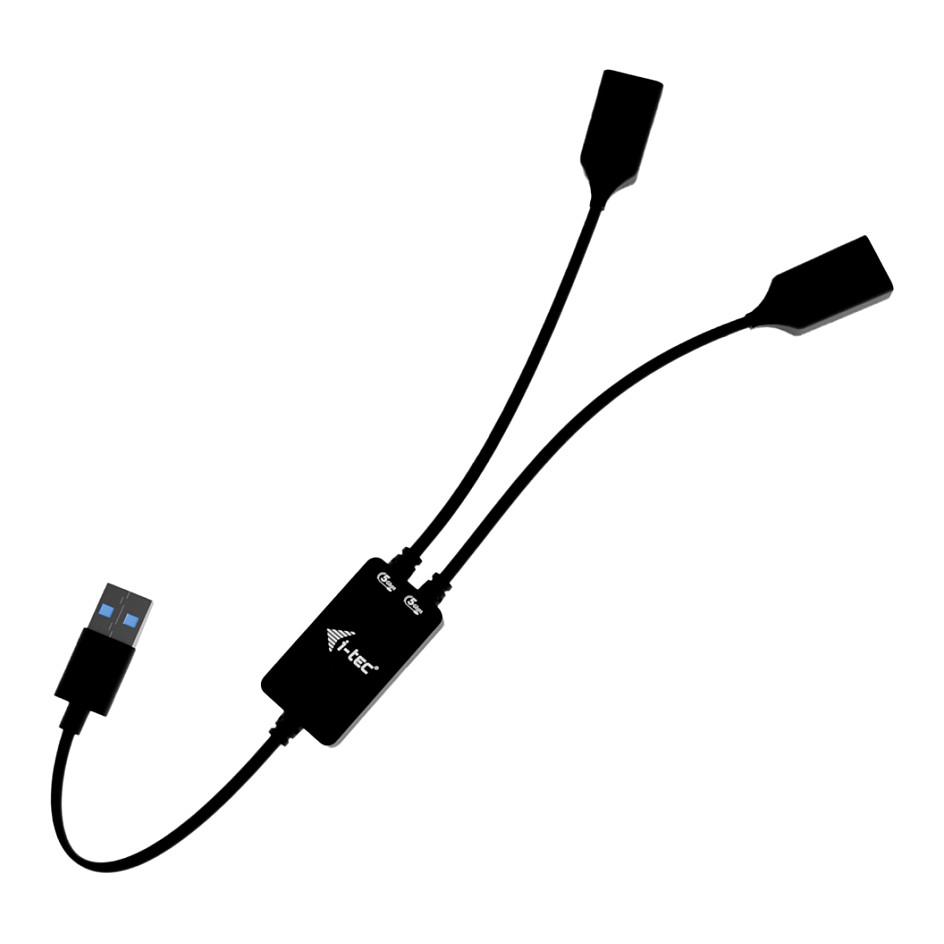 Hub USB i-tec U3CBLHUB2A, USB-A, 2x USB-A, USB 3.2 Gen 1, 5Gbps, Kabllo 10cm - Zezë
