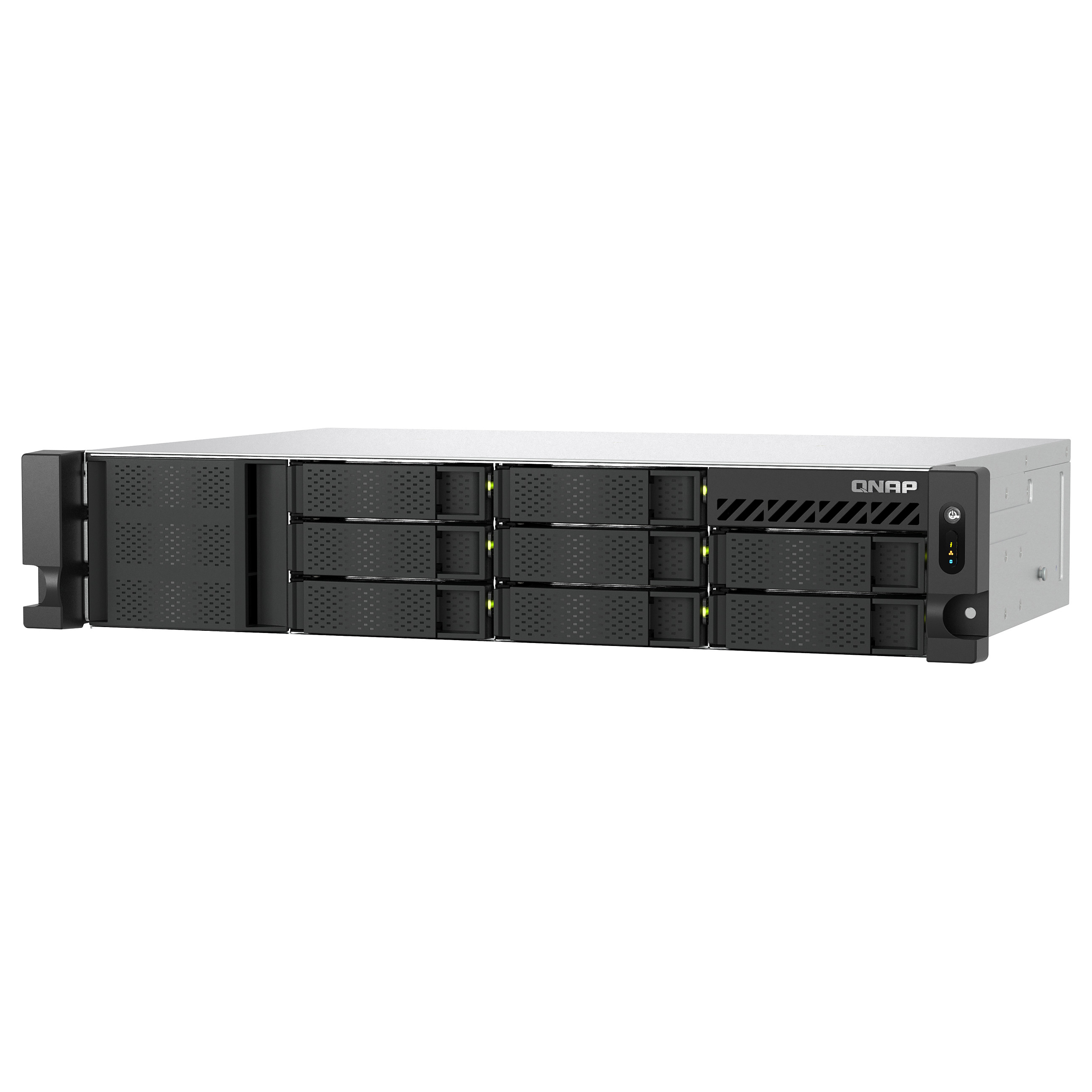 NAS QNAP TS‑855eU‑RP‑8G 8‑Bay Short Depth Rackmount / Intel Atom C5125 (8 cores, 2.8GHz) 8GB / 2x 2.5GbE / 2x M.2 2280 /2x PCIe Gen3 / 250W Redundant PSU - 10