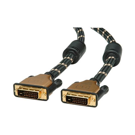Kabllo DVI ROLINE 11.04.5518 / DVI-D (24+1) Dual Link / 10m / 4K - Zezë/Ari