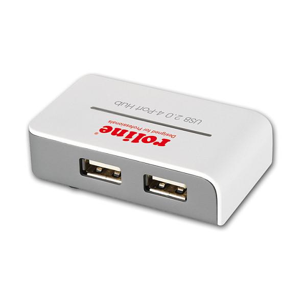 Hub ROLINE 14.02.5013, 4x USB-A, USB 2.0, 480Mbps, Furnizim me Energji - Bardhë