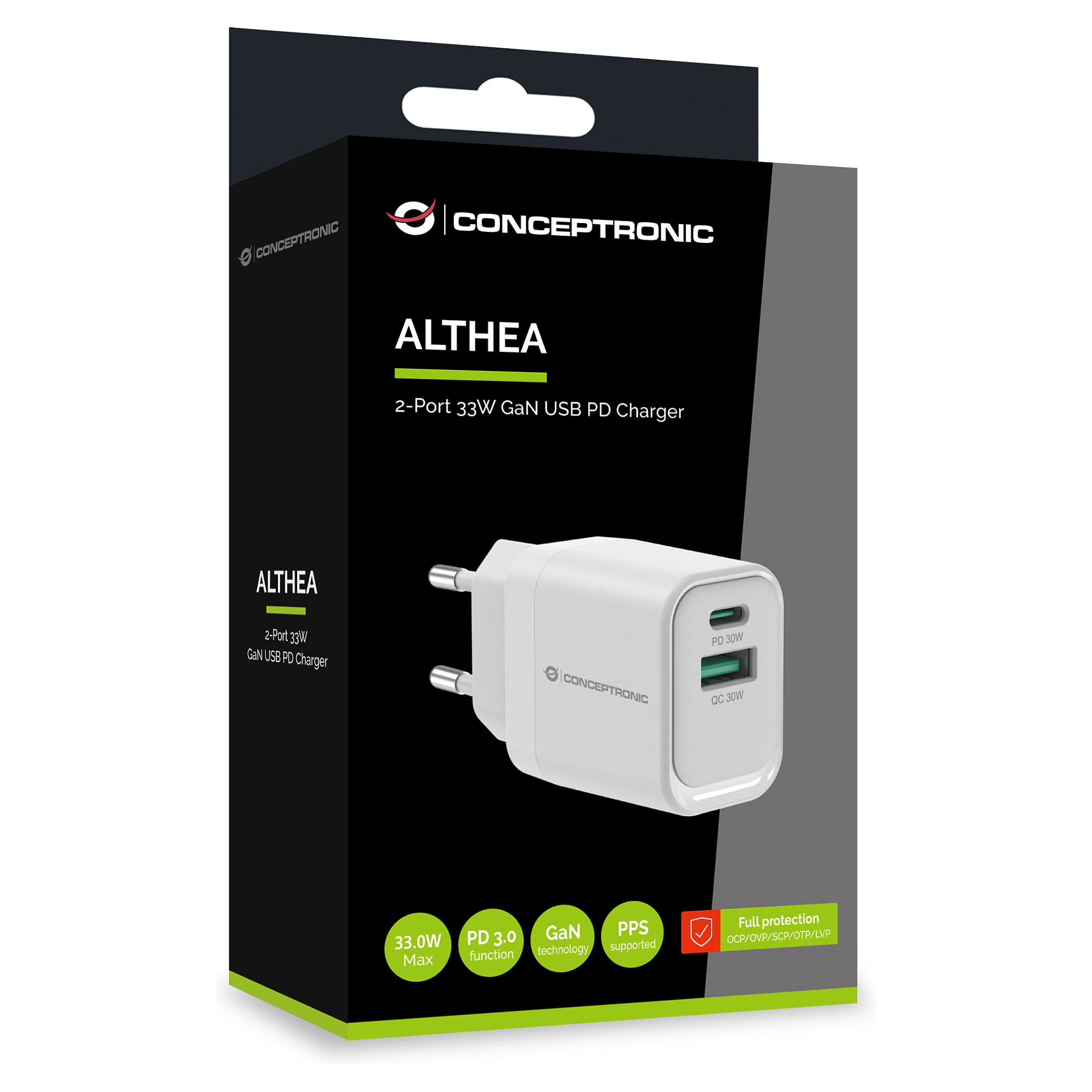 Adapter Conceptronic ALTHEA19W33 / 33W / 1x USB-C / 1x USB-A / QC 3.0 / PPS - Bardhë - 5