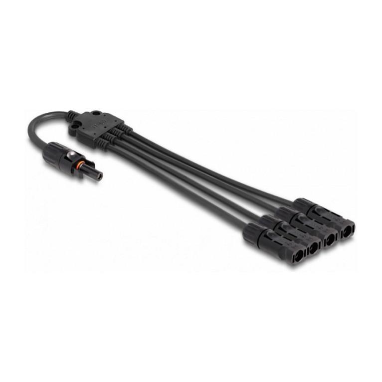 Splitter Solar DeLOCK 88227, 1x DL4 Femër në 4x DL4 Mashkull, 50 cm, 1000 V, IP67 - Zezë