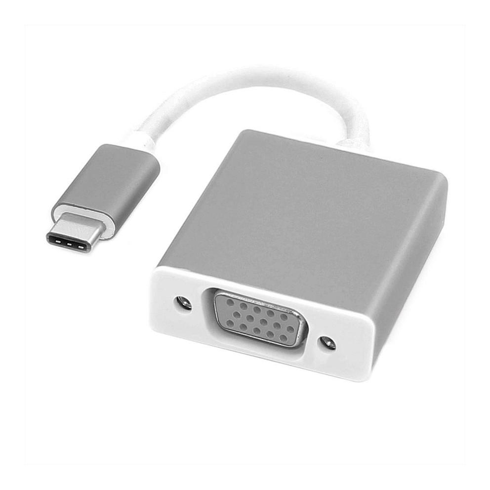 Adapter VGA ROLINE 12.03.3203 / USB Type-C Male në VGA Female / 1920 × 1080 @60 Hz / 10 cm - Argjend
