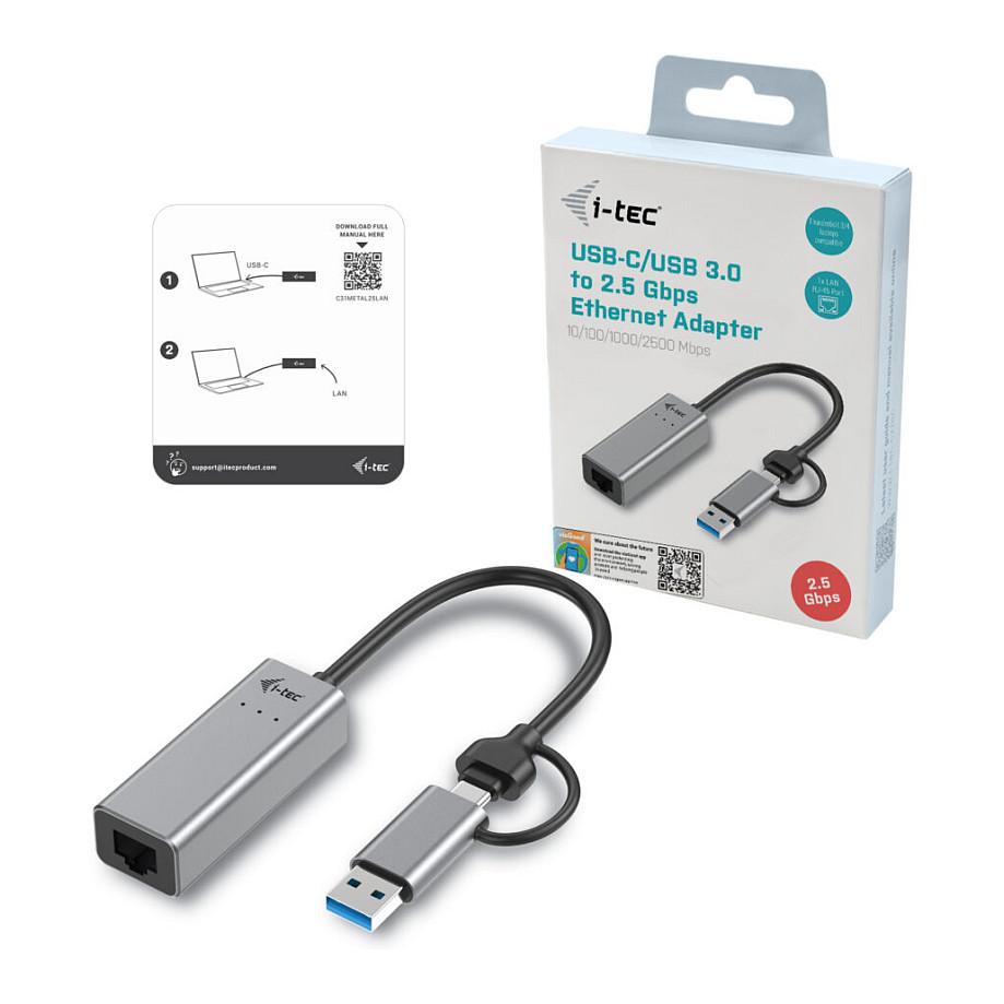 Adapter Rrjeti i-tec C31METAL25LAN, USB-C/USB-A, RJ45, 2.5Gbps, 10/100/1000/2500Mbps, Realtek RTL8156B, Metal - Gri - 4