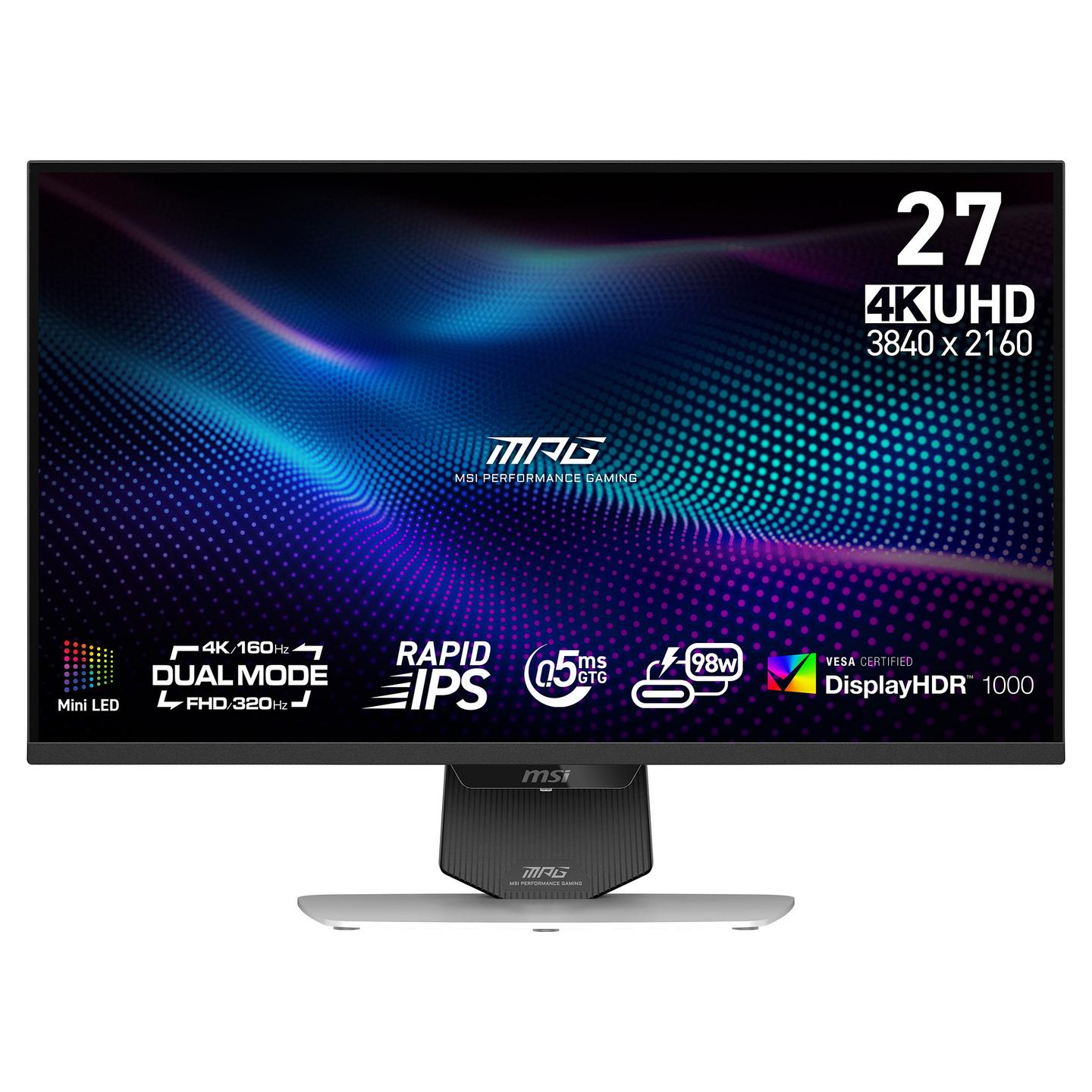 Monitor Gaming MSI MPG 274URDFWDE E16M / 27" / 4K UHD Rapid IPS / 160Hz / 0.5ms / HDMI+DP - Zezë/Bardhë