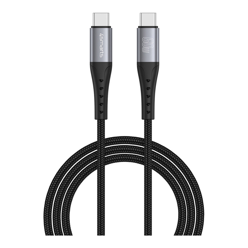 Aksesorë për telefon 4smarts USB-C Cable PrimeCord / 60W / 1.5m – Zezë - 1