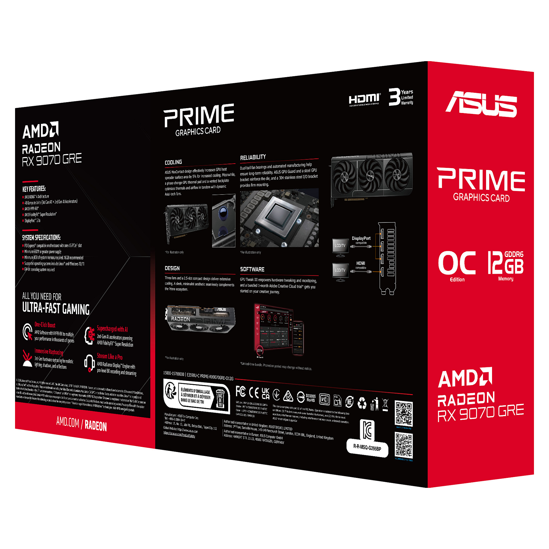 Kartelë Grafike AMD Asus Prime Radeon RX 9070 GRE OC 12GB GDDR6 - 13