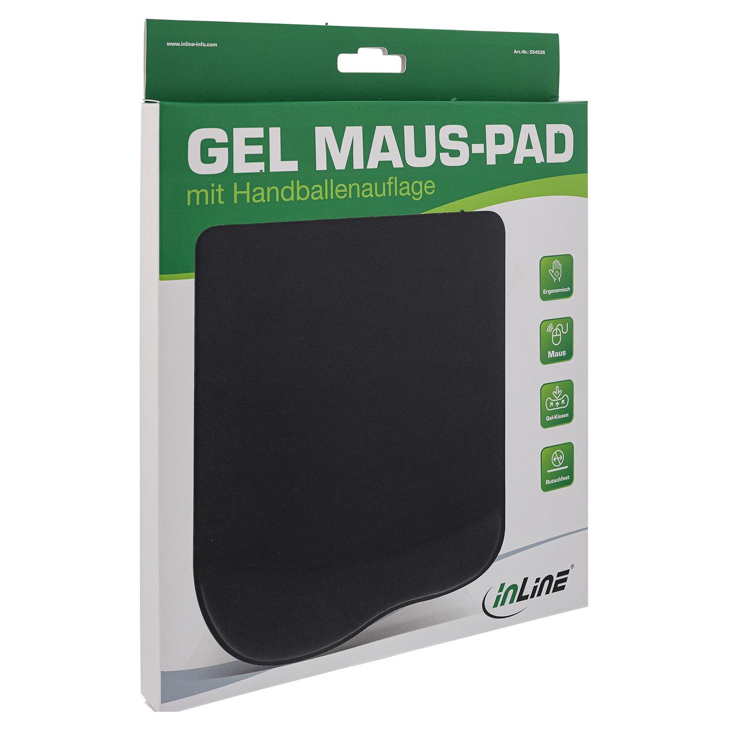 Mausepad InLine 55453S me Mbështetëse Gel për Kyçin e Dorës, 235 × 185 × 25 mm – Zezë - 4