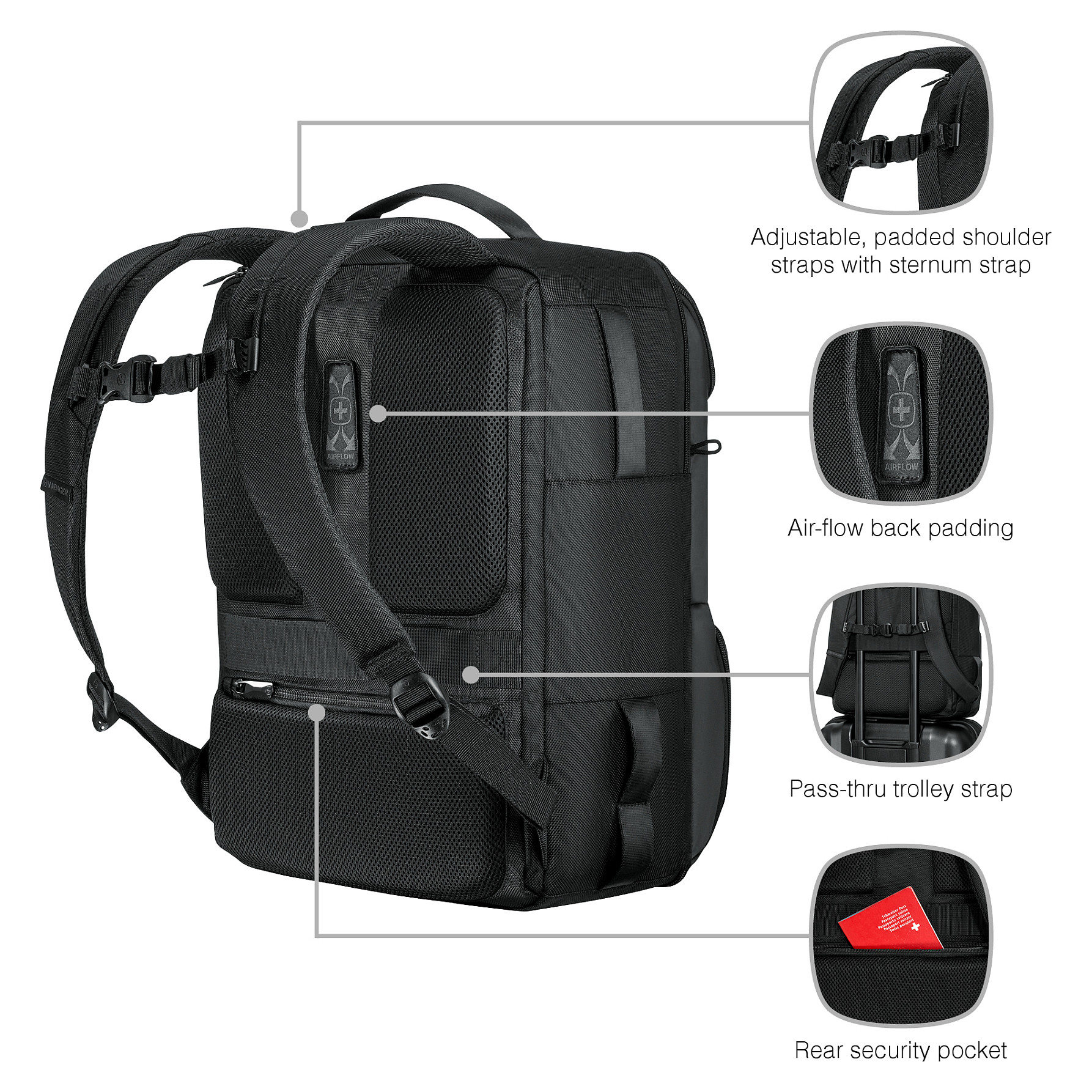Çantë Wenger UrbanOne Travel / 15.6" / 33L / Water-Resistant / Trolley Strap - Zezë - 18