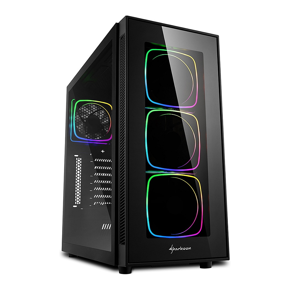 Kasë Sharkoon TG6 RGB Midi Tower Glass Window LED RGB Fans - Zezë - 1