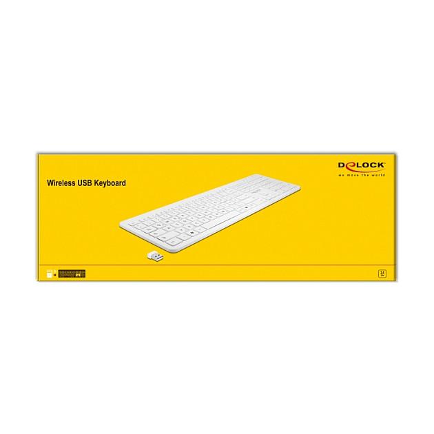 Tastierë pa kabllo DeLOCK 12014, USB, QWERTZ, Full-size, 2.4GHz, Multimediale, Flat - Bardhë - 4