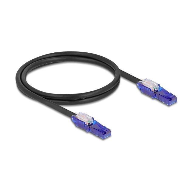Kabllo për Rrjet DeLOCK 80926 / Cat 6 / UTP / RJ-45 Mashkull 90° lart/poshtë → RJ-45 Mashkull 90° lart/poshtë / 1 Gbit/s / 1m - Zezë - 1