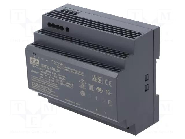 Furnizues Energjie Mean Well HDR-150-24, 150W, 24V DC, 6.25A, DIN Rail