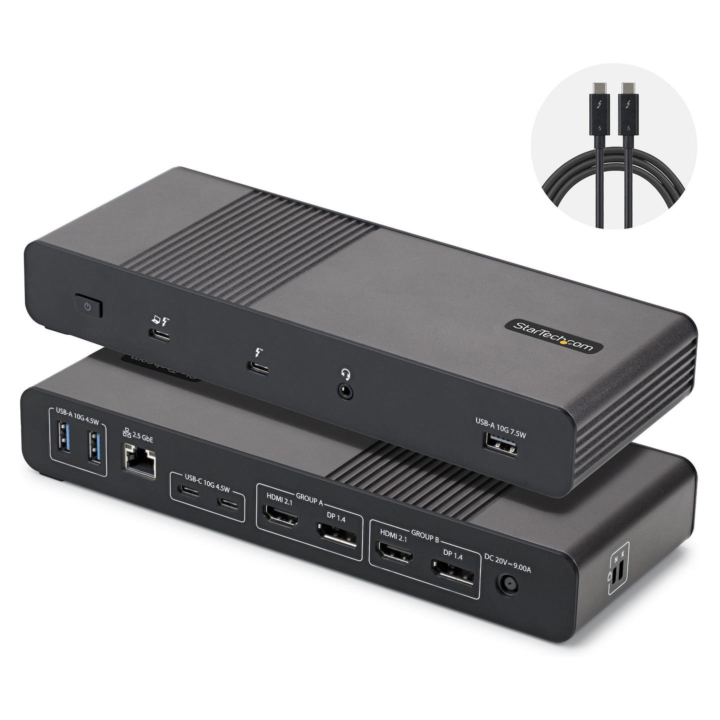 Docking Station StarTech 206UE-TB5USB4DOCK, Thunderbolt 5, 2x HDMI, 2x DisplayPort, 140W PD - Gri, Zezë