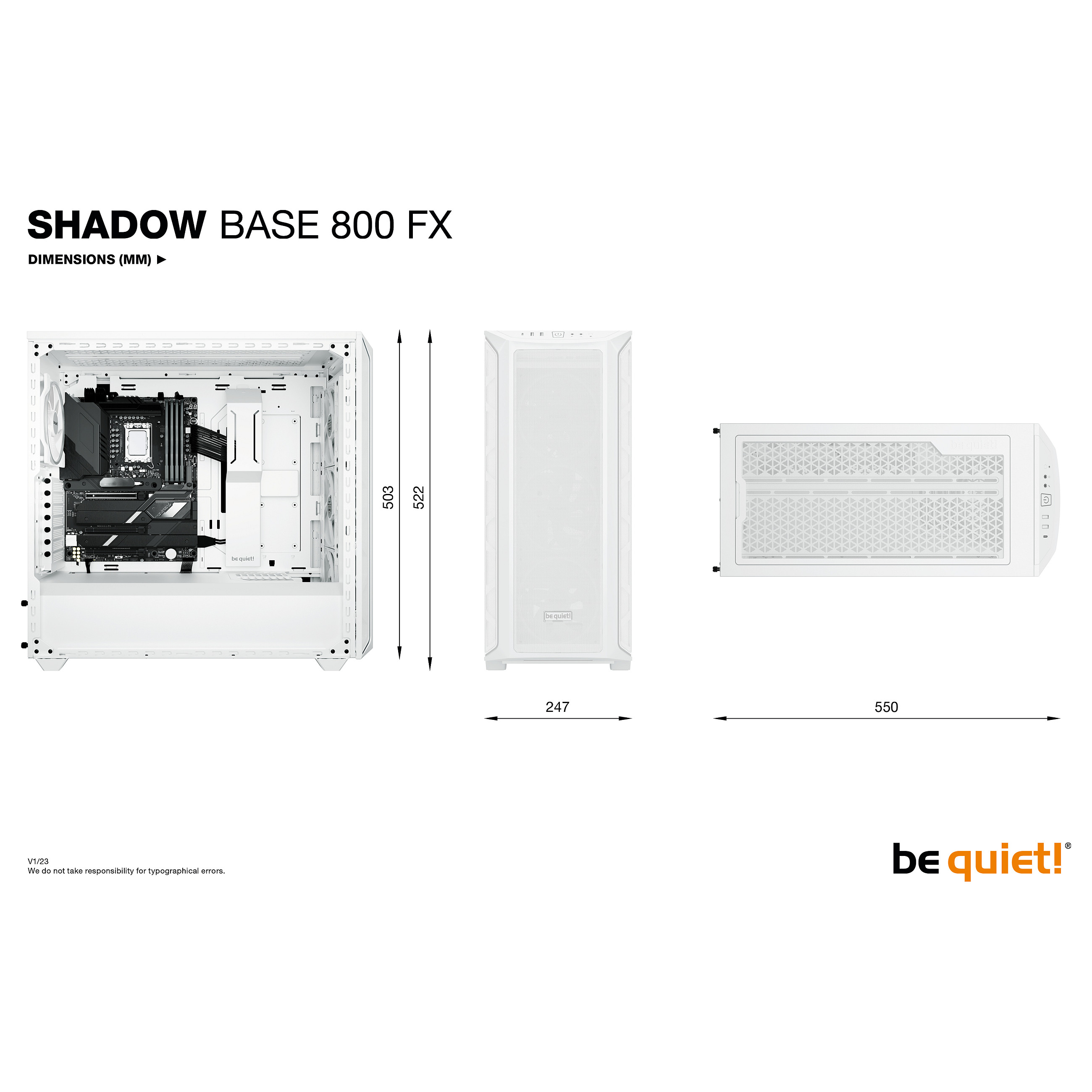 Kasë Midi be quiet! SHADOW BASE 800FX, e bardhë - 13