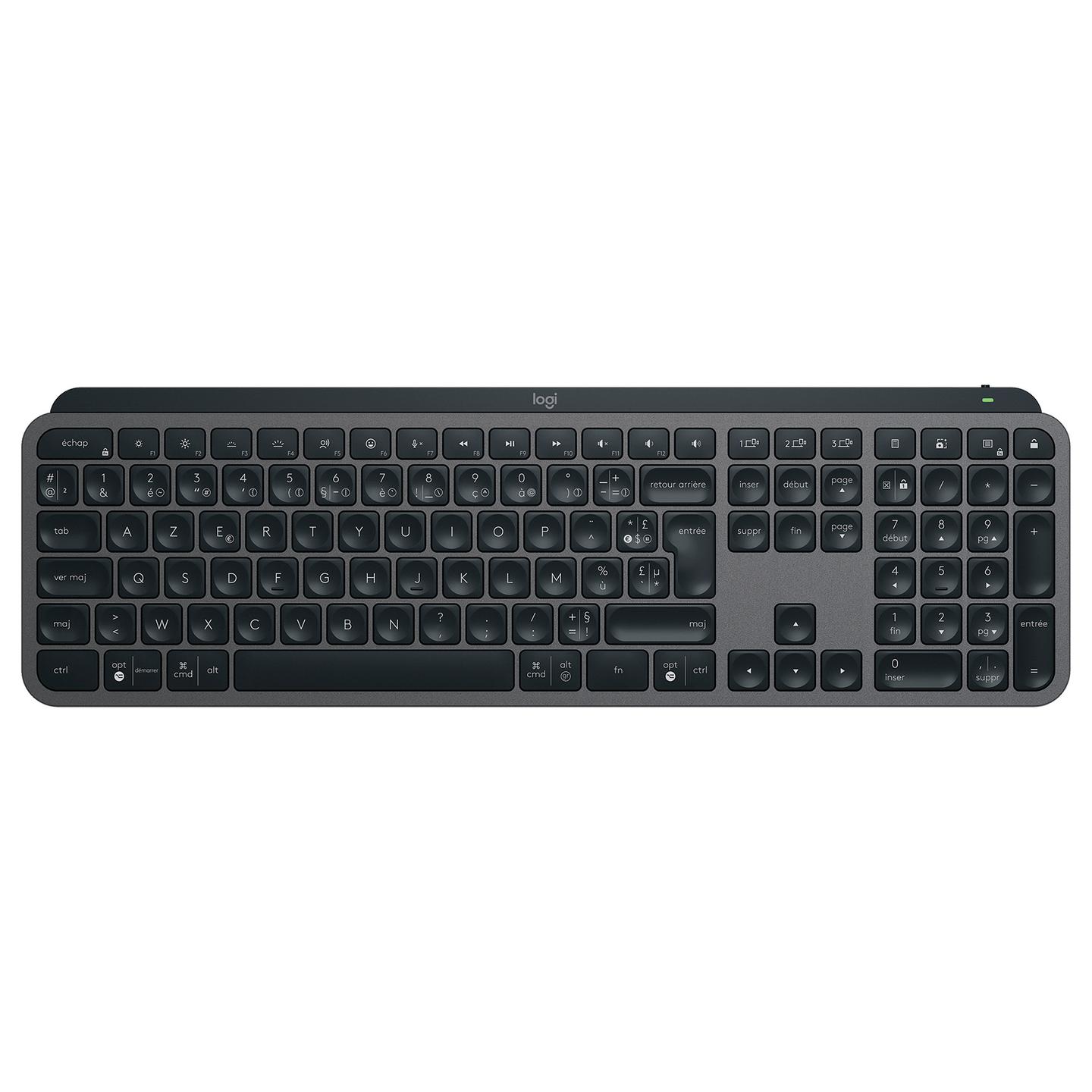 Tastierë pa Kabllo Logitech MX Keys S, Scissor, Full Size, AZERTY FR, Bluetooth + Logi Bolt - Grafit - 3
