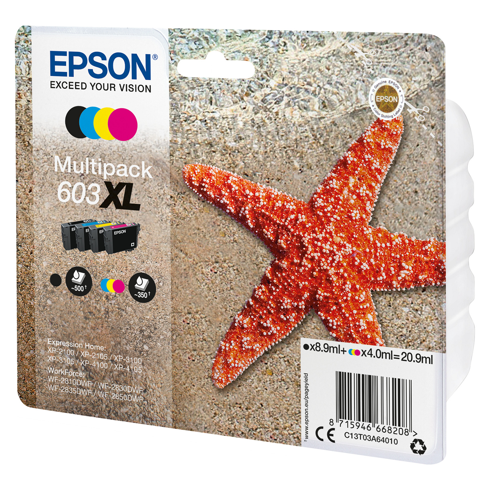 INK Epson 603XL / C13T03A64010 / 4-Pack (BKMCY) deri në 350 faqe - Zezë / Verdhë / Blu / Rozë - 1