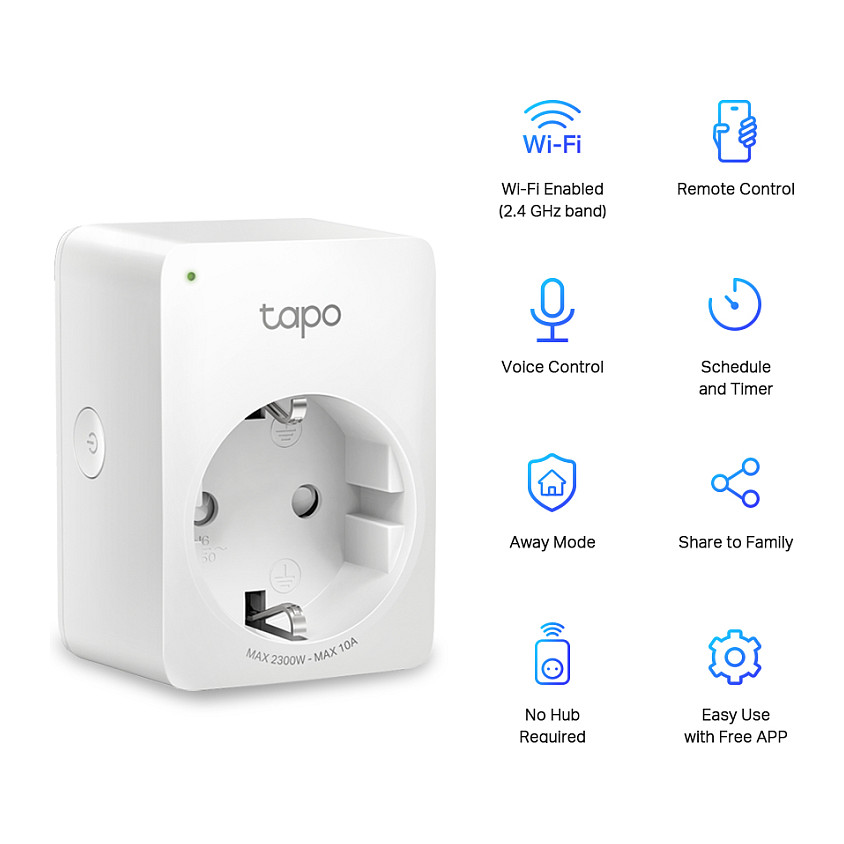 TP-Link Tapo P100 (2-Pack) / Smart Plug / Wi-Fi/ Prizë Inteligjente / Alexa & Google Assistant / E Bardhë - 2