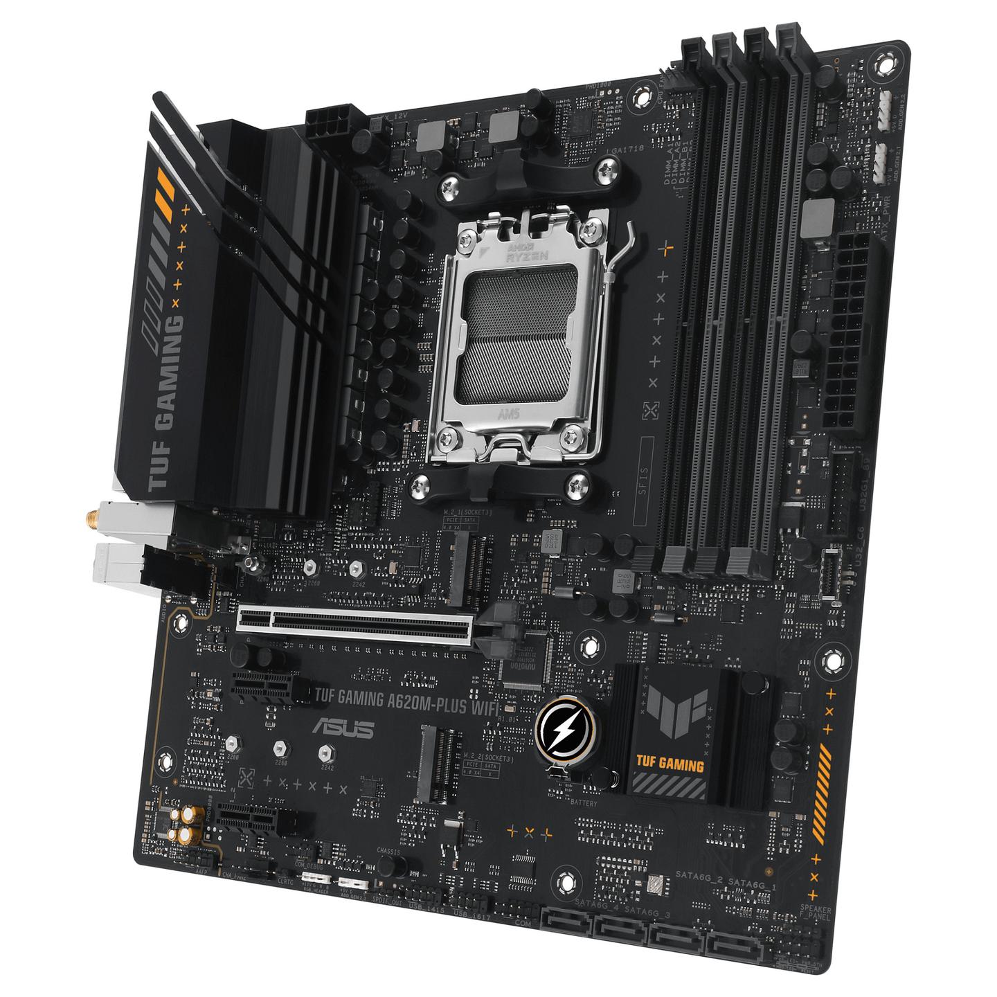 Pllakë Amë ASUS TUF GAMING A620M-PLUS WIFI / AMD AM5 / A620 / DDR5 / Micro ATX / Wi-Fi 6 / 2.5GbE LAN - 4
