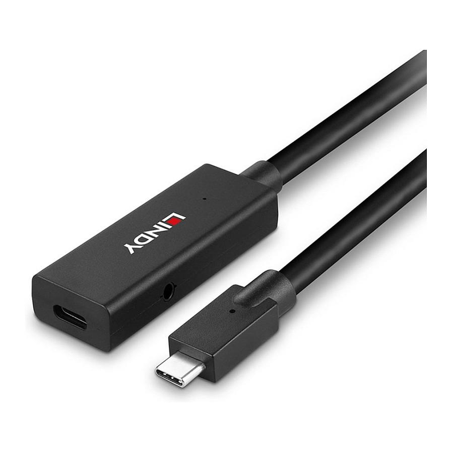Kabllo USB LINDY 43364, USB 3.2 Gen 2, USB-C Mashkull në USB-C Femër, 10Gbps, 5m - Zezë - 5