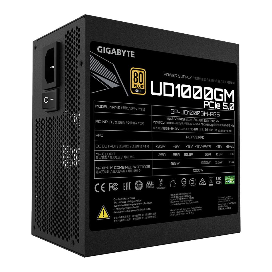 Furnizues Energjie (PSU) GIGABYTE UD1000GM PG5 / 1000W / 80 PLUS Gold / ATX 3.0 / PCIe 5.0 - Zezë - 5