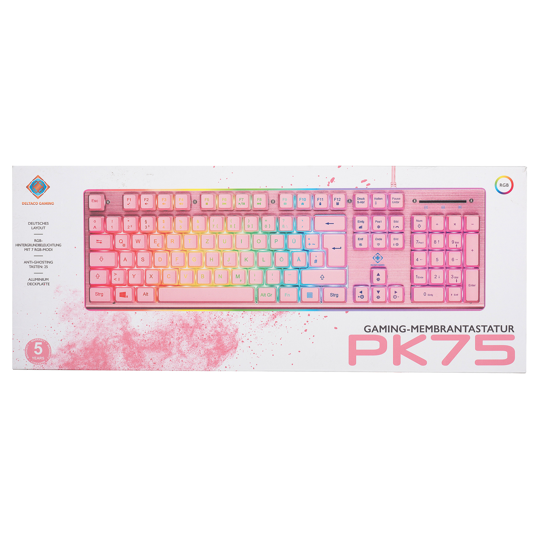 Tastierë Gaming Deltaco RGB Wired / QWERTZ – Rozë - 10