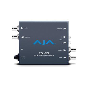 Konvertues Video AJA ROI-SDI, 3G-SDI në 3G-SDI dhe HDMI 1.4, ROI Scaling, SD/HD/3G, Frame Rate Conversion, 8-Kanal Audio, USB - Zezë
