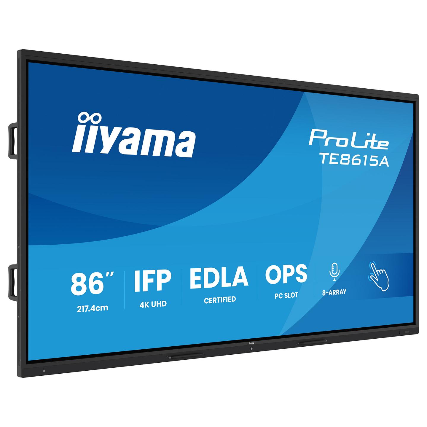 Interaktiv (Smart Board) iiyama ProLite TE8615A-B2AG, 85.6", 4K UHD, IPS, 8GB, 128GB, Wi-Fi 6E, HDMI, USB-C - Zezë - 2