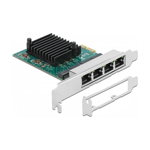 Karta të Rrjetit Delock 89025, PCI Express 2.0 x1, 4x Gigabit LAN RJ45, 10/100/1000Mbps, Realtek RTL8111F, Low Profile + Full Height - 1