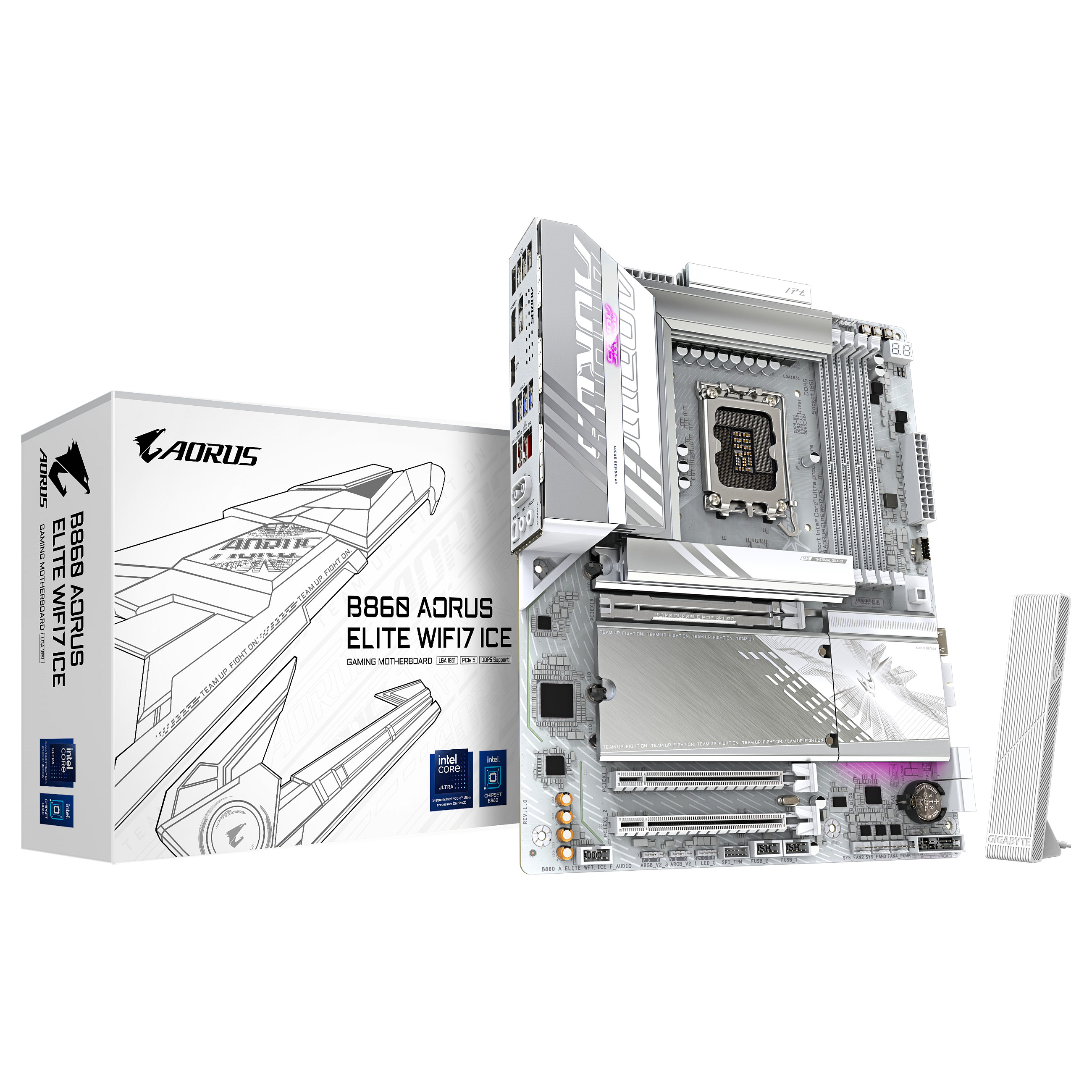 Pllakë Amë Gigabyte B860 AORUS ELITE WIFI7 ICE / Intel LGA1851 / B860 / DDR5 / ATX / Wi-Fi 7 / 2.5GbE LAN - 1