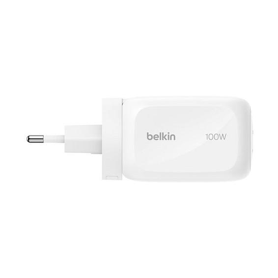 Adapter Belkin BoostCharge Pro, GaN, 2x USB-C, 1x USB-A, Power Delivery 3.1, PPS, 100W - Bardhë
