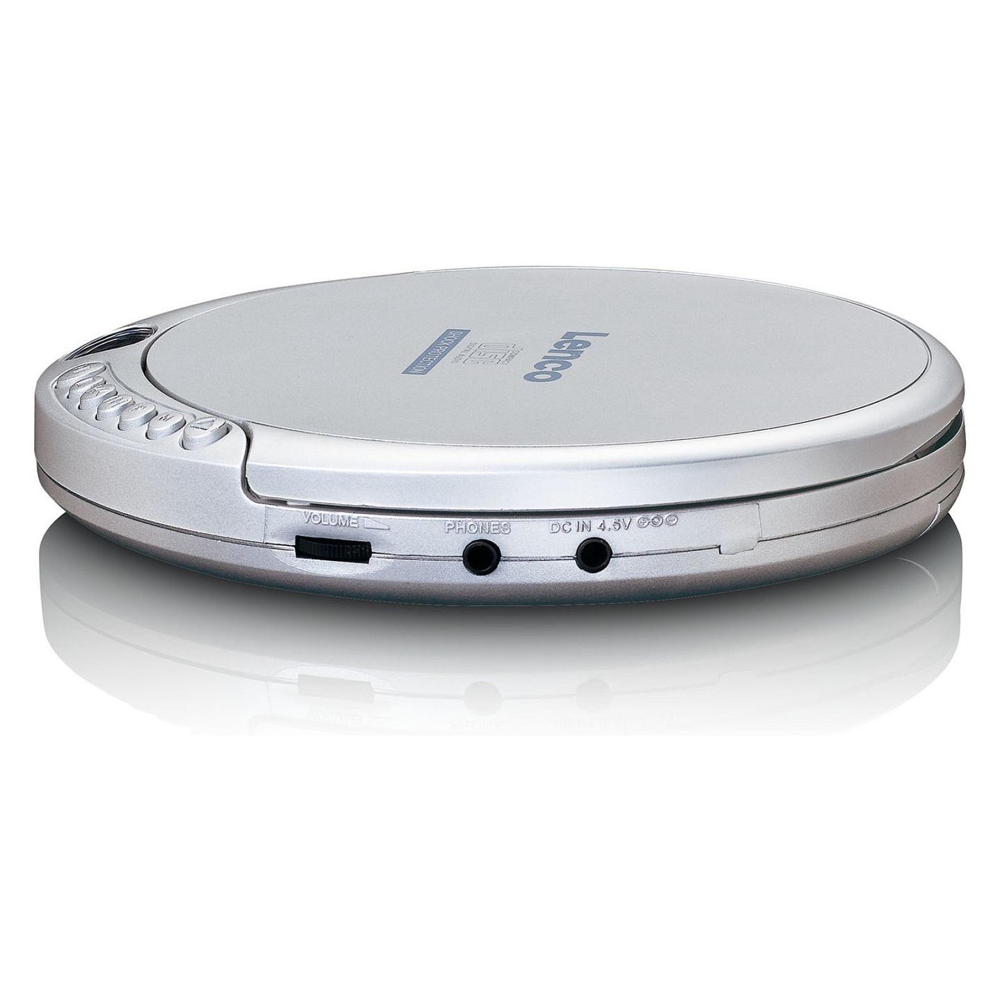 CD Player portativ Lenco CD-201, MP3, Memorie kundër goditjeve 100 sekonda, LCD, dalje 3.5 mm - Argjend - 2