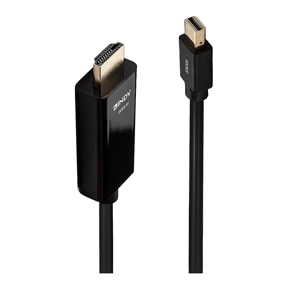 Kabllo Mini DisplayPort LINDY 36927 / Mini DisplayPort në HDMI 1.4a / 2m / 4K 30Hz - Zezë