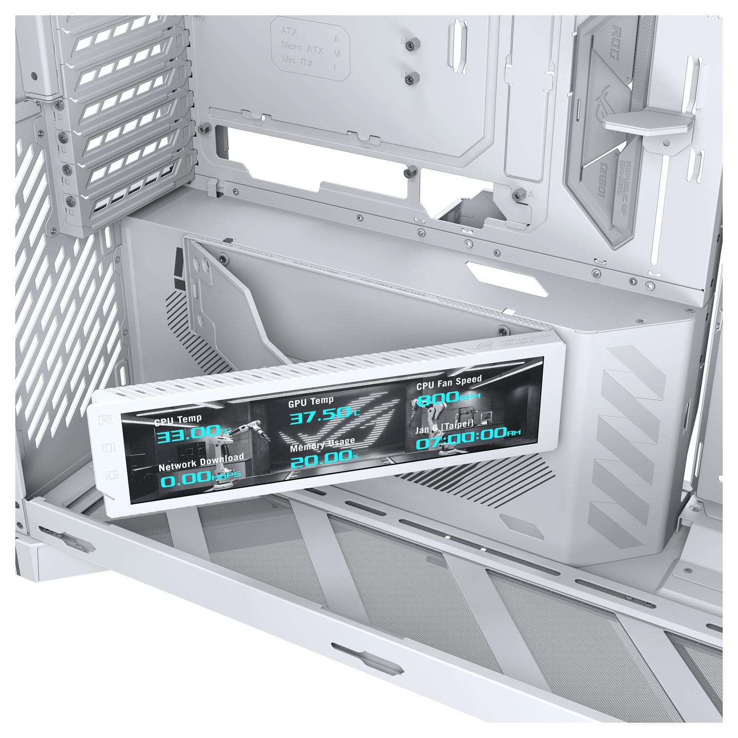 Kasë ASUS ROG CRONOX GR801, Curved Tempered Glass, ARGB - Bardhë - 11