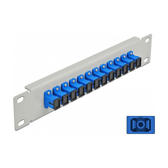 Patch Panel Fiber Optik Delock 12-Port SC Simplex / 10" / 1U - Gri