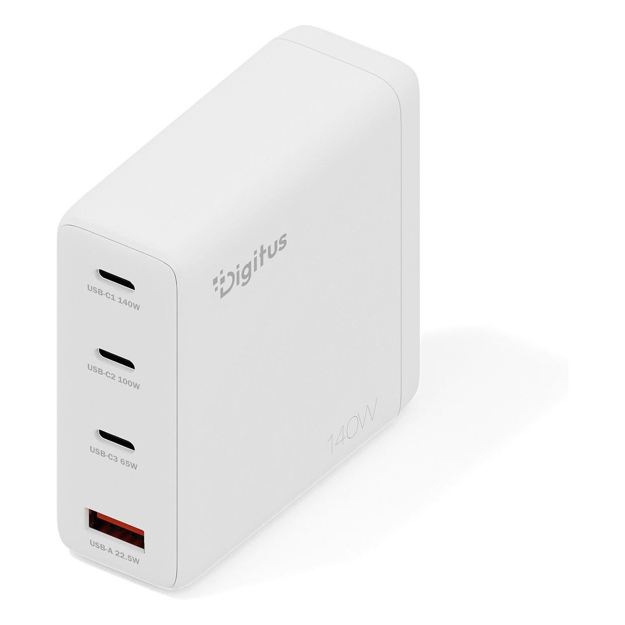 Adapter Digitus DA-10305 / 140W / GaN / 3x USB-C + 1x USB-A / Fast Charging - Bardhë