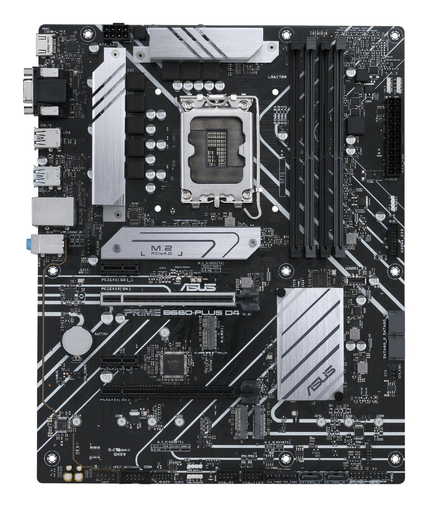 Motherboard ASUS PRIME B660-PLUS D4, Intel B660, LGA1700, ATX, DDR4, deri në 128GB - 1