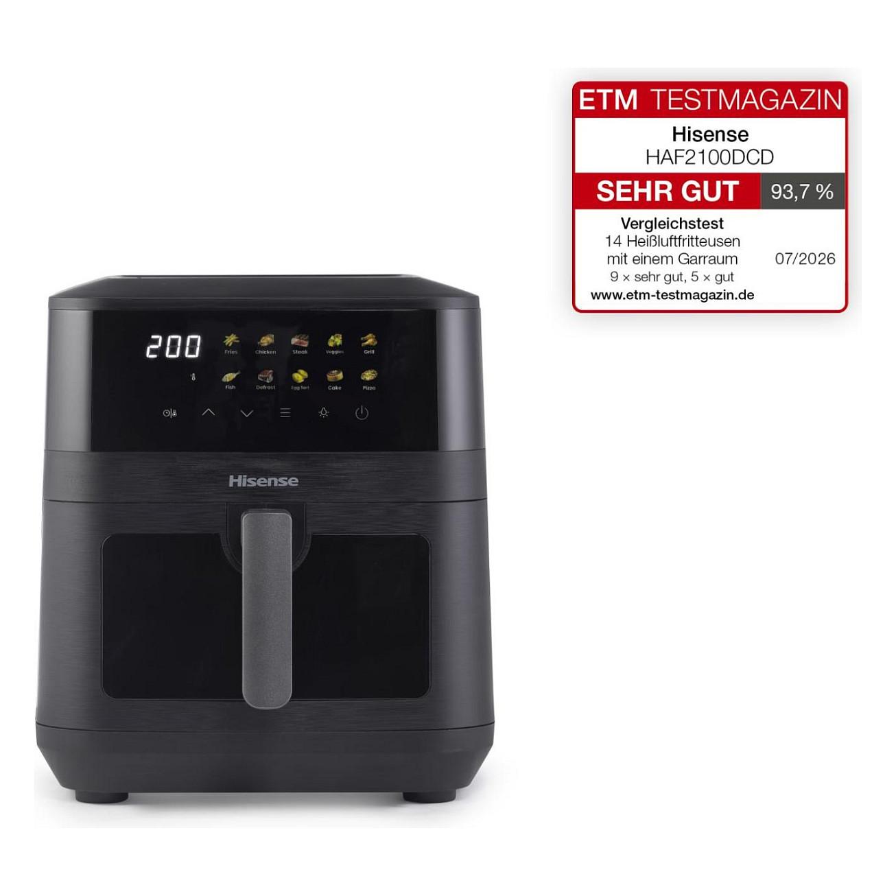 Fryer Hisense HAF2100DCD / 7.7L / 2100W / 10 Programe / 80–200°C / Double Heating / Touch Screen / Vivid Colour Display – Zezë