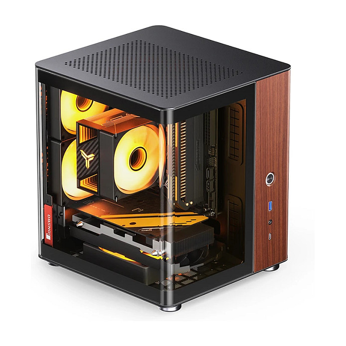 Kasë PC JONSBO TK-0 / Mini Tower / Mini-ITX / Tempered Glass / Wood - Zezë - 3