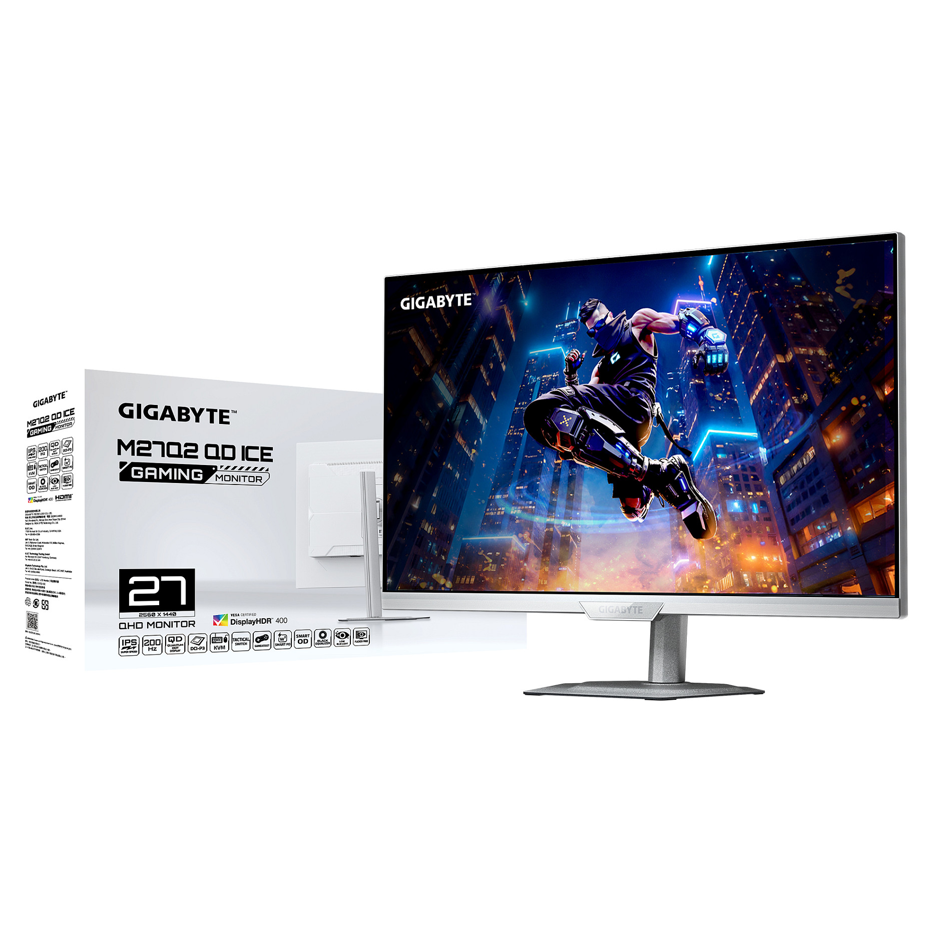 Monitor Gaming Gigabyte M27Q2 QD ICE / 27" / QHD QD-OLED / 240Hz / 0.03ms / HDMI+DP+USB-C - Bardhë - 6