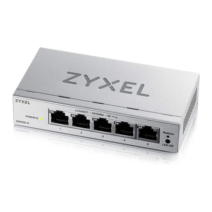 Switch Zyxel GS1200-5V3, 5x Gigabit Ethernet RJ45, 10Gbps, Web Managed - Hiri
